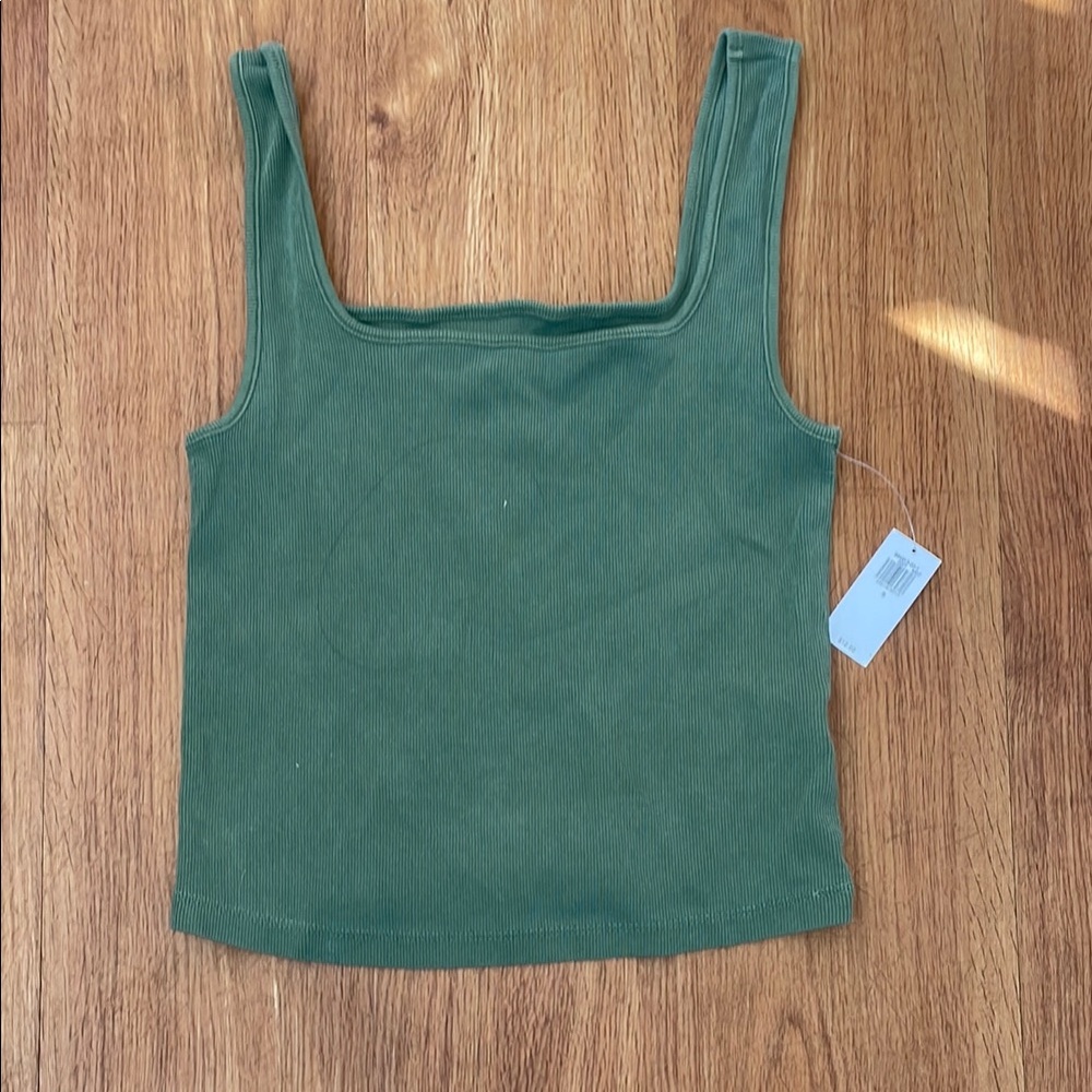 Green Ribbed Tank Top